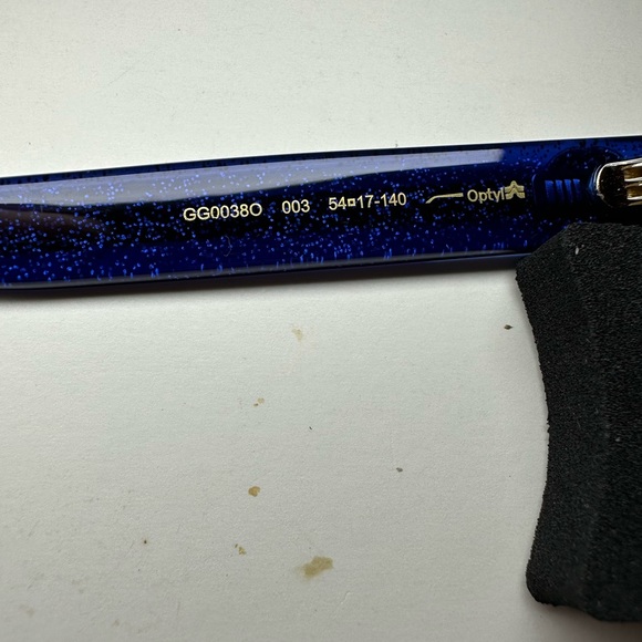 NWT WOMENS GUCCI GLASSES GG0038O TRANSPARENT HAVANA BLUE DEMO LENSES NO CASE - Picture 4 of 15